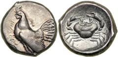 Sicily, Himera, c. 483-472 BC. AR Didrachm (8.26 g). EF Sicily, Himera, c. 483-472 BC. AR Didrachm (8.26 g). Rooster standing left; ethnic in left field. Reverse: Crab within circular border. SNG ANS 