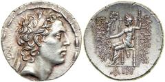 Syria, Seleukid Kingdom. Antiochos IV Epiphanes, 175-164 BC. AR Tetradrachm (16.87 g) minted at Ake, 168-164 BC. EF Syria, Seleukid Kingdom. Antiochos IV Epiphanes, 175-164 BC. AR Tetradrachm (16.87 g