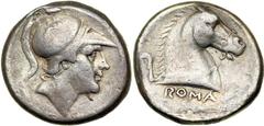 Roman Republic. Anonymous moneyer. AR Didrachm struck at Rome, 241-235 BC Roman Republic. Anonymous moneyer. AR Didrachm struck at Rome, 241-235 BC. Helmeted head right of beardless Mars. Reverse: Hor