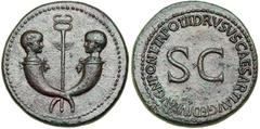Drusus, son of Tiberius, d. AD 23. AE Sestertius minted at Rome by Tiberius, AD 22-23. EF Drusus, son of Tiberius, d. AD 23. AE Sestertius minted at Rome by Tiberius, AD 22-23. Confronting heads of th