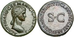 Agrippina Senior (the Elder), wife of Germanicus and mother of Caligula, AD 37-41. EF Agrippina Senior (the Elder), wife of Germanicus and mother of Caligula, AD 37-41. AE Sestertius minted posthumous