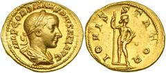 Gordian III, AD 238-244. Gold Aureus (5.12 g) minted at Rome, c. AD 241-243. AEF Gordian III, AD 238-244. Gold Aureus (5.12 g) minted at Rome, c. AD 241-243. Laureate, cuirassed and draped bust right 