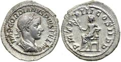 Gordian III, AD 238-244. AR Denarius minted at Rome, AD 241-243. EF Gordian III, AD 238-244. AR Denarius minted at Rome, AD 241-243. Laureate, cuirassed and draped bust right of Gordian III. Reverse: 