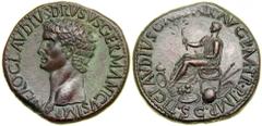 Nero Claudius Drusus, brother of Tiberius, father of Germanicus and Claudius, died 9 BC. AE Sestertius (25.9g) minted at Rome by Claudius, AD 42-43. NERO CLAVDIVS DRVSVS GERMANICVS IMP. Bare head of N