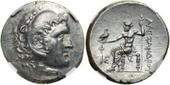 Lycia, Phaselis, 218-185 BC. Silver Tetradrachm (16.84g). In the name of Alexander III, the Great. Year 15 (c. 204/3 BC). Head of Herakles right wearing lion's skin headdress. Reverse: Zeus enthroned 