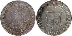 Great Britain. Crown, 1601. S.2582; Dav-3757. Elizabeth I, 1558-1603. Mint mark, 1. Obverse: Crowned portrait of Queen left. Reverse : Large shield of arms. Nicely toned, and a good size flan. This co