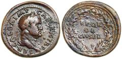 Galba. AD 68-69. AE Sestertius. Rome. SER. GALBA. IMP. CAES AVG TR P, laureate and draped bust of Galba right.Reverse: S. P. Q. R./ OB/ CIV SER in three lines within oak wreath. RIC 271; ACG 237. Unif