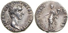 Nerva, AD 96-98. Silver Denarius (3.6g). Rome. IMP NERVA CAES AVG P M TR P COS III P P, laureate head of Nerva right. Reverse: AEQUITAS AVGVST, Aequitas standing facing, head left, holding scales and 
