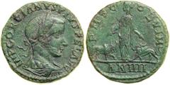 Gordian III, AD 238-244. AE 29 (21.6g) dated Year 4 (AD 243/4). Provincial issue of Viminacium in Moesia Superior. Laureate, draped and cuirassed Gordian bust right. Reverse: Moesia standing left betw