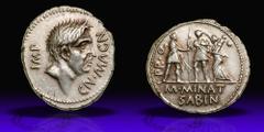 Cnaeus Pompey Jr. Silver Denarius (4.02 g), 46-45 BC. Corduba. Elder son of Pompey the Great, Imperator, executed in 45 BC. IMP CN MAGN, bare head of Pompey the Great right. Reverse PR Q to left, M MI