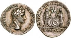 Augustus. Silver Denarius (3.77 g), 27 BC-AD 14. Lugdunum, 2 BC-AD 12. CAESAR AVGVSTVS DIVI F PATER PATRIAE, laureate head of Augustus right. Reverse C L CAESARES AVGVSTI F COS DESIG PRINC IVVENT, Gai