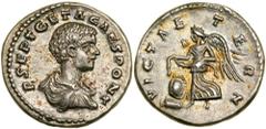 Geta. Silver Denarius (3.5 g), as Caesar, AD 198-209. Laodicea ad Mare, under Septimius Severus and Caracalla, AD 200-202. P SEPT GETA CAES PONT, bare-headed, draped and cuirassed bust of Geta right. 