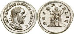 Pupienus. Silver Denarius (3.2 g), AD 238. Rome. IMP C M CLOD PVPIENVS AVG, laureate, draped and cuirassed bust of Pupienus right. Reverse PAX PVBLICA, Pax seated left, holding olive branch and scepte