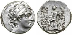 Seleukid Kingdom. Posthumous issue in the name of Antiochos IV Epiphanes. Silver Drachm (4.2 g), 146/5 BC. Antioch on the Orontes, during the interregnum immediately following Alexander I's withdrawal