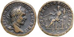 Geta. Sestertius (28.24 g), AD 209-212. Rome, AD 210/1. P SEPTIMIVS GETA PIVS AVG BRIT, laureate head of Geta right. Reverse FORT RED TR P III COS II P P, S C in exergue, Fortuna seated left, holding 