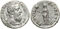 Pertinax. Silver Denarius (3.6 g), AD 193. Rome. IMP CAES P HELV PERTIN AVG, laureate head of Pertinax right. Reverse: PROVID DEOR COS II, Providentia standing facing, head left, extending arm towards