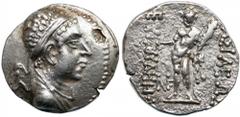 Baktrian Kingdom. Euthydemos II. Silver Drachm (4.0 g), ca. 185-180 BC. Diademed and draped bust of Euthydemos II right. Reverse: [] , Herakles standing facing, holding wreath, club and lion's skin;in
