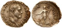 Galba. Silver Denarius (3.42 g), AD 68-69. Rome. IMP SER GALBA CAESAR AVG, laureate head of Galba right. Reverse: [SALVS] GEN HVMANI, female figure standing with foot on globe left, sacrificing from p