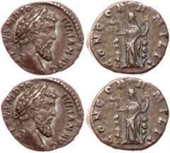 Didius Julianus. Silver Denarius (2.54 g), AD 193. Rome. [IMP C]AES M DID IVLIAN AVG, laureate head of Didius Julianus right. Reverse: CONCORD MILIT, Concordia standing facing, head left, holding legi