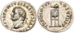 Titus. Silver Denarius (3.54 g), as Caesar, AD 69-79 Superb EF. Rome, under Vespasian, AD 80. [IMP] TITVS CAES VESPASIAN AVG P M, laureate head of Titus left. Reverse: TR P IX IMP XV COS VIII P P, tri