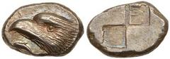 Paphlagonia, Sinope. Silver Drachm (6.01 g), ca. 490-425 BC. Head of sea-eagle left; below, talon above dolphin left. Reverse: Quadripartite incuse square, two raised and two sunken quarters; the uppe