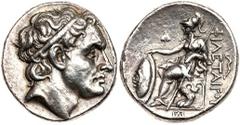 Pergamene Kingdom. Philetairos. Silver Tetradrachm (16.74 g), 282-263 BC. Ca. 269/8-263 BC. Diademed head of Seleukos I right. Reverse: ΦIΛETAIPOY, Athena seated left, supporting shield set on ground 