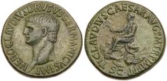 Roman Imperial Coinage Nero Claudius Drusus. Æ Sestertius (30.57 g), died 9 BC. Rome, under Claudius, ca. AD 50-54. NERO CLAVDIVS DRVSVS GERMANICVS IMP, bare head of Nero Claudius Drusus left. Reverse
