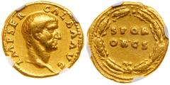 Roman Imperial Coinage Galba. Gold Aureus (7.29 g), AD 68-69. Rome. IMP SER GALBA AVG, bare head of Galba right. Reverse: S P Q R / OB CIVES in two lines within oak wreath. RIC 164; BN; BMC 31; Calicó