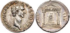 Ancient Coins Nerva, Silver Cistophoric Tetradrachm (10.13g). AD 96-98. Ephesus or Pergamum(?), AD 97. IMP NERVA CAES AVG P M TR POT P P, laureate head of Nerva right. Reverse: COS III, distyle temple