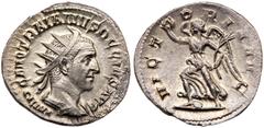 Ancient Coins Trajan Decius, Silver Antoninianus (4.02g). AD 249-251. Rome, AD 251. IMP C M Q TRAIANVS DECIVS AVG, radiate, cuirassed bust of Decius right. Reverse: VICTORIA AVG, Victory advancing lef
