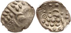 Britain, Durotriges. BI Stater (4.56 g), ca. 65 BC-AD 45. Durotrigan E, Abstract (Cranborne Chase) type. Devolved head of Apollo right. Reverse: Disjointed horse left. Van Arsdell 1235-1; ABC 2157; SC