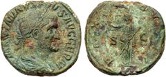 Maximinus I 'Thrax'. Æ Sestertius (17.47 g), AD 235-238. Rome, AD 236/7. Laureate, draped and cuirassed bust of Maximinus I right. Reverse: Pax standing facing, head left, holding olive branch and sce