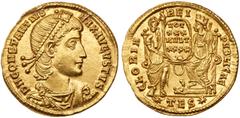 Roman Imperial Coinage Constantius II. Gold Solidus (4.55 g), AD 337-361. Thessalonica, AD 355-361. D N CONSTANTIVS MAX AVGVSTVS, diademed, draped and cuirassed bust of Constantius II right. Reverse: 