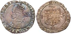 World Crowns and Minors Great Britain. Third Hammered issue Shilling, Nd. S.3322; N.2764. Charles II, 1660-1685. Mint mark crown, circa 1662-early 1663. Obverse; Crowned bust of Charles left, long hai