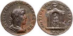Ancient Coins Trebonianus Gallus. Æ Octassarion (16.73 g), AD 251-253. Antioch in Syria (29 mm). Laureate, draped and cuirassed bust of Trebonianus Gallus right. Reverse: Tyche seated facing within te