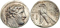 Phoenicia. Tyre, after 126 BC. AR Shekel-Tetradrachm (14.3 g), struck 89/88 BC. Laureate, skin-clad bust of Herakles-Melkart right. Reverse: Eagle standing left on prow, palm branch at shoulder, club 