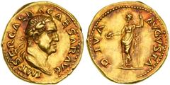 Rome. Galba, April 68 - January 69 AD. Gold Aureus (7.28 g), Rome mint, struck late 68 AD. Laureate and draped bust of Galba right. Reverse: Livia stands left, holding long scepter and patera. RIC 188