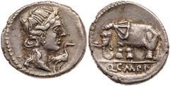 Ancient Coins Q. Caecilius Metellus Pius. Silver Denarius (3.52 g), 81 BC. Military mint with Sulla's army in northern Italy. Diademed head of Pietas right; to right, stork standing right. Reverse: Q 