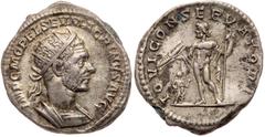 Ancient Coins Macrinus. Silver Antoninianus (6.05 g), AD 217-218. Rome. IMP C M OPEL SEV MACRINVS AVG, radiate and cuirassed bust of Macrinus right. Reverse: IOVI CONSERVATORI, Jupiter standing facing