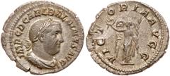 Ancient Coins Balbinus. Silver Denarius (3.11 g), AD 238. Rome. IMP C D CAEL BALBINVS AVG, laureate, draped and cuirassed bust of Balbinus right. Reverse: VICT-ORIA AVGG, Victory standing facing, head