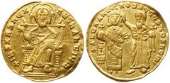 Ancient Coins Alexander. Gold Solidus (4.36 g), 912-913. Constantinople. +I?S XRS REX RegnAnτIЧm; Christ Pantokrator seated facing on throne, raising hand in benediction and holding Gospels. Reverse: 