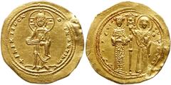 Ancient Coins Theodora. Gold Histamenon Nomisma (4.47 g), 1055-1056. Constantinople. + IhS XIS REX REG-NANtihm; Christ, nimbate, standing facing on footstool, wearing pallium and colobium, holding Boo