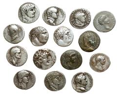 Ancient Coins 14-piece lot of Syro-Phoencian Silver Tetradrachms. Together with a Silver Tridrachm of Trajan. Includes 2 Silver Shekels of Tyre. Mostly Fine to Very Fine. Some cleaned and others would