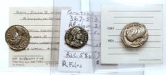 Ancient Coins Trio of Late Roman Silver Coinage. Consists of the following: Maximian, AR Argenteus; Gratian AR Siliqua; Julian II 'The Apostate', AR siliqua. All Very Fine. Estimated Value $500 - UP T
