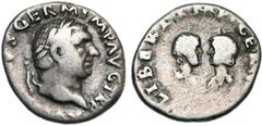 Empire romain - Roman Empire VITELLIUS (69), AR denier, avril-décembre 69, Rome. D/ A VITELLIVS GERM IMP AVG TR P T. l. à d. R/ LIBERI IMP GERM AVG B. affrontés de Vitellius junior et de sa soeur Vite