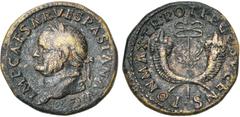 Empire romain - Roman Empire VESPASIEN (69-79), AE dupondius, 74, Commagène. D/ IMP CAESAR VESPASIAN AVG T. l. à g. R/ PON· MAX· TR· POT· P·P· COS V· CENS· Deux cornes d'abondance autour d'un caducée 