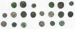 Empire romain - Roman Empire lot de 10 p.: Hadrien, dupondius, R/ Annona; Maximin Ier, sesterce, R/ Victoire; Tacite, antoninien, R/ Mars, Aequitas (les 2 TB à SUP); Dioclétien, follis, R/ Génie (trac