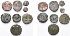 Monnaies provinciales romaines - Roman Provincial Coins EGYPTE, ALEXANDRIE, lot de 8 p.: Néron, tétradrachme, an 12, R/ B. de Poppée; Galba, tétradrachme, an 1, R/ Krathesis; Hadrien, petit bronze, R/