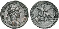 Empire romain - Roman Empire COMMODE Auguste (177-192), AE dupondius, 179-180, Rome. D/ L AVREL COMMODVS AVG TR P V B. r., dr. à d. R/ VIRTVS AVG IMP III COS II P P/ S-C Virtus assis à d., ten. une la