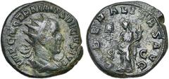 Empire romain - Roman Empire TRAJAN DECE (249-251), AE dupondius, Rome. D/ IMP C M Q TRAIANVS DECIVS AVG B. r., dr., cuir. à d. R/ LIBERALITAS AVG/ S-C Liberalitas deb. à g., ten. un abaque et une cor